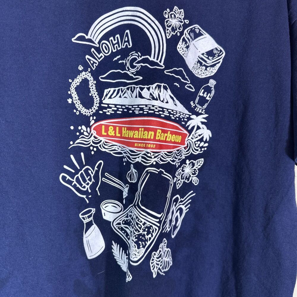 L&L Hawaiian Barbecue Navy T Shirt Large Men’s Island Cuisine
